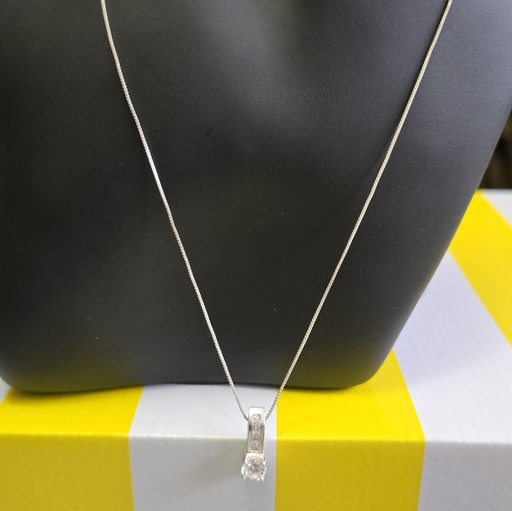 Sterling Silver Necklace with CZ Stone Pendant